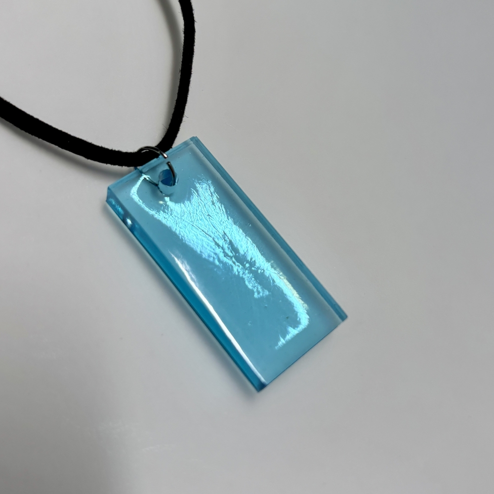 Handmade Blue Resin Pendant Necklace